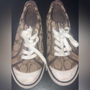 Coach Tan and White Patterned Sneakers